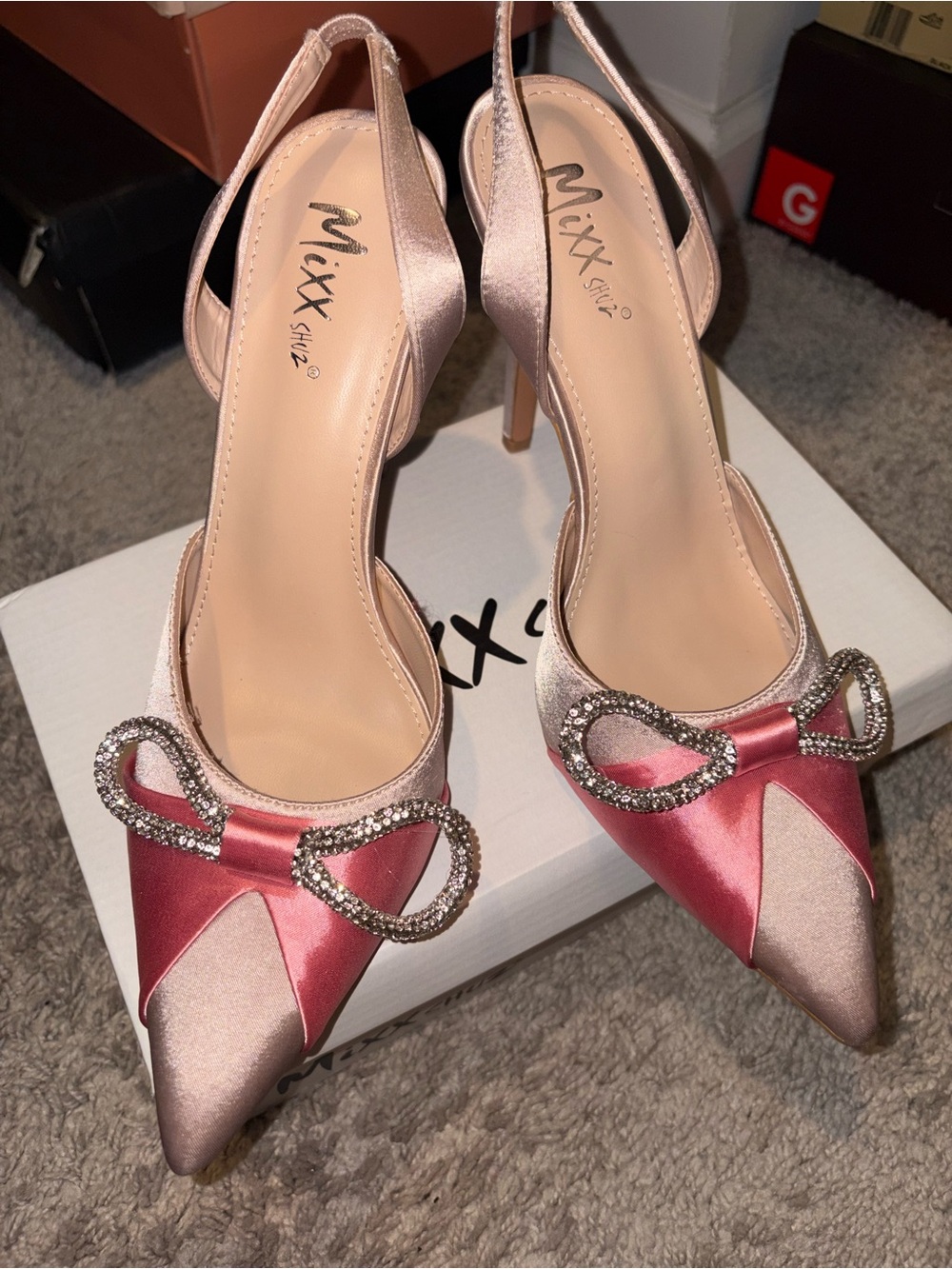 Satin Crystal Bow Stilettos